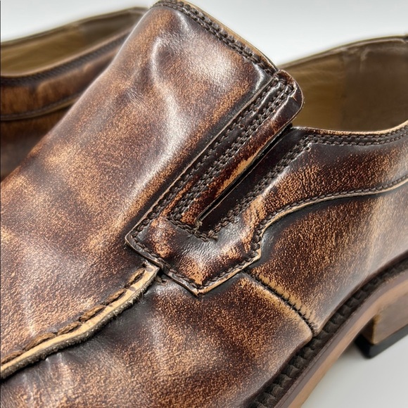 Men\'s Brown Leather Loafers dress shoes 41 EU 8.5 slip on square toe main image 14